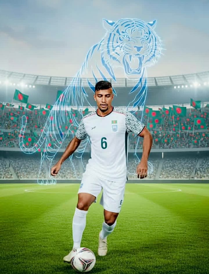 Jamal Bhuyan leading the Bangladesh national football team on the pitch
