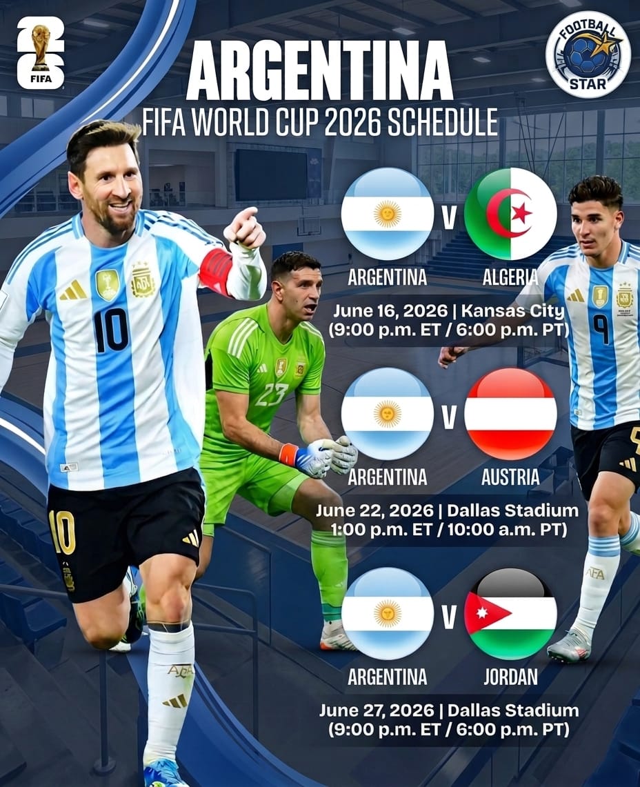 Argentina World Cup Schedule 2026 infographic